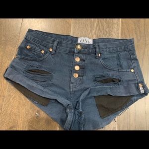 One teaspoon bandit navy blue ripped denim shorts